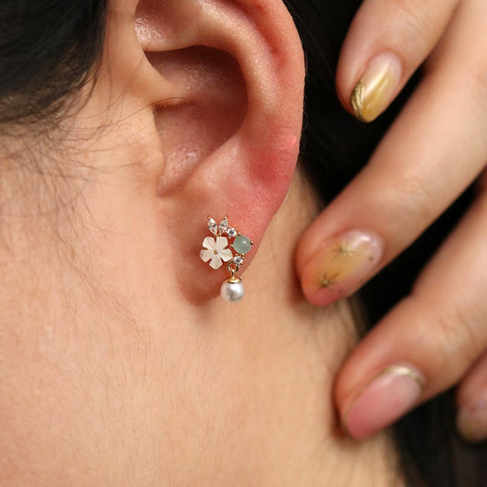 Lily green moonstone dangle earrings-1