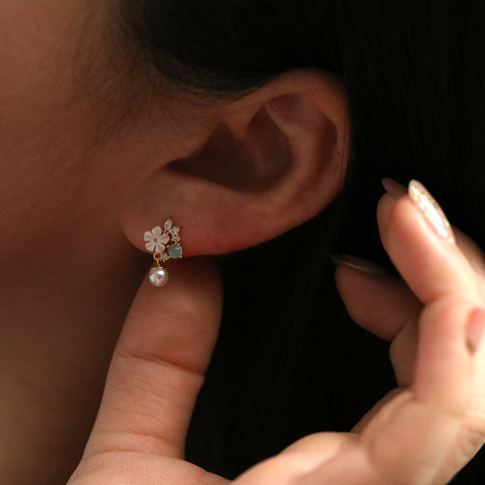 Lily green moonstone dangle earrings-2
