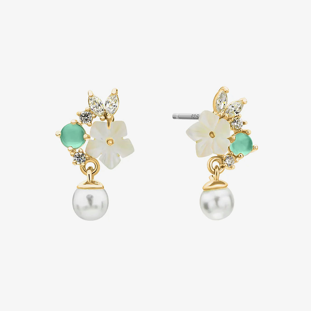Lily green moonstone dangle earrings-0