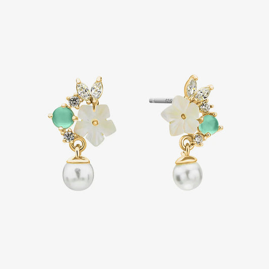 Lily green moonstone dangle earrings-0